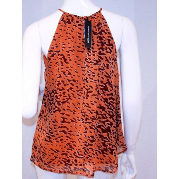 W118 by Walter Baker LEOPARD TOP Sleeveless GABBY Shirt ABSTRACT Camel M - Picture 2 of 2